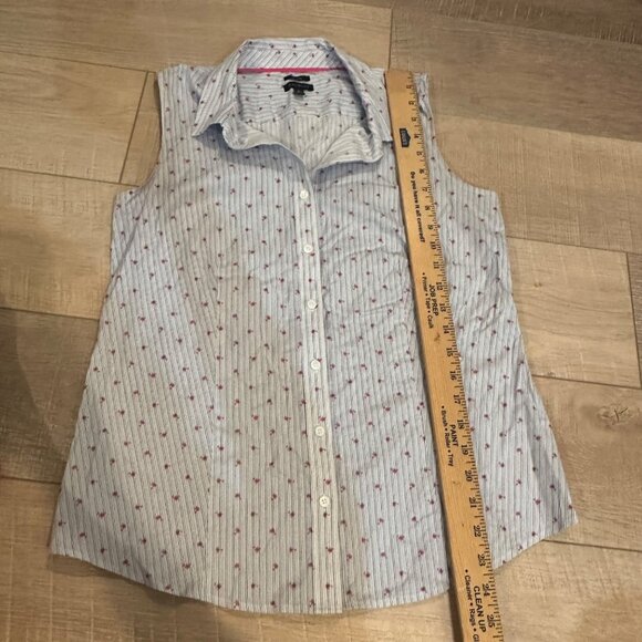 TALBOTS WOMENS SLEEVELESS BUTTON DOWN SHIRT PALM TREES SIZE 6 - Picture 6 of 10
